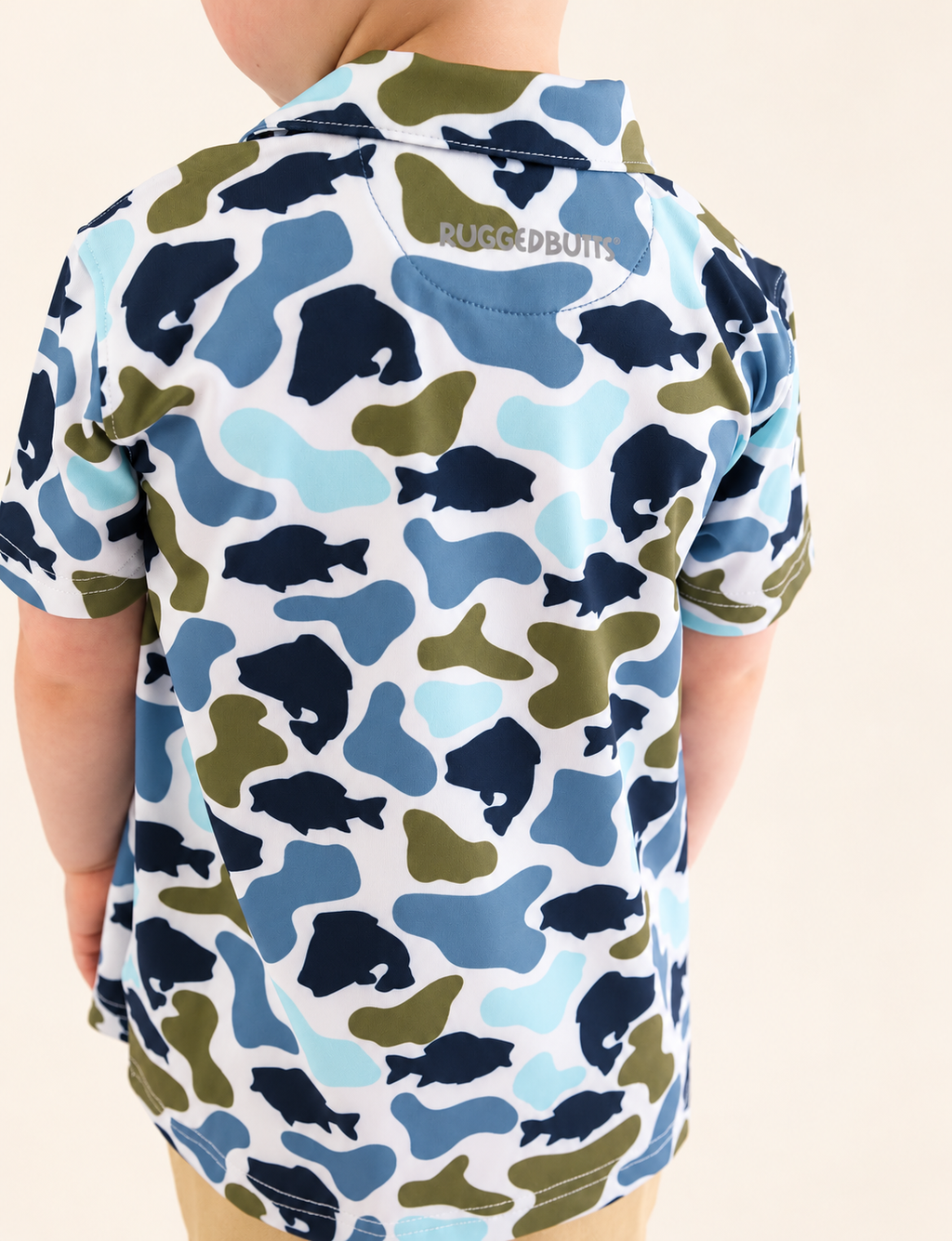 Back view of The Castaway Camo Polo