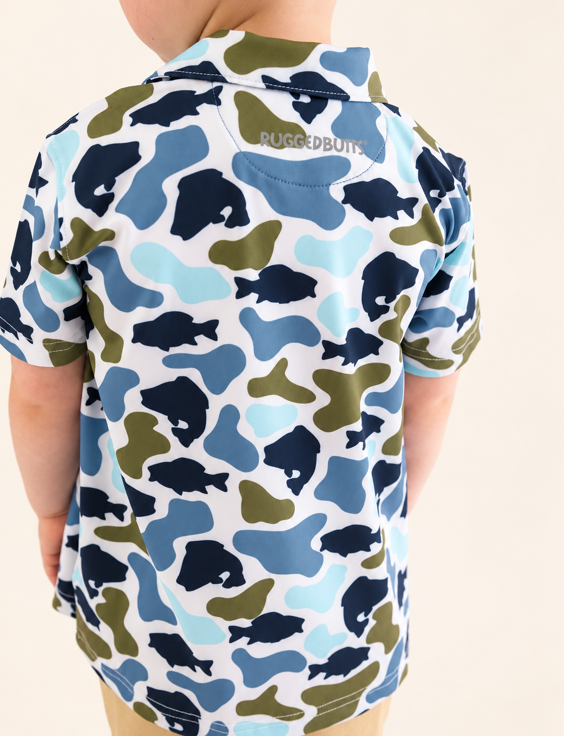 Back view of The Castaway Camo Polo